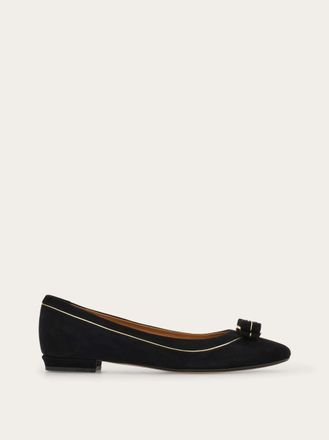 Ferragamo Women Vara bow ballet flat with trim detail Black Size 10.5