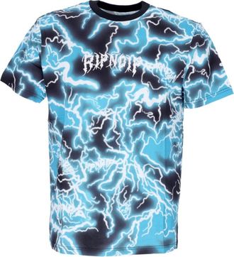 Ripndip Geborduurde Bliksem Tee Zwart/Blauw - Heren - T-shirts - Veelkleurig - L - Katoen - Tops