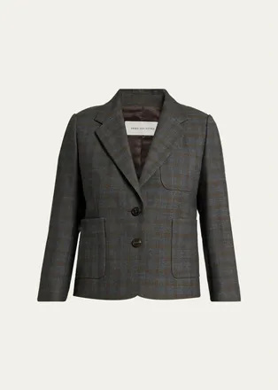 Dries Van Noten Check Single-Breasted Shrunken Jacket