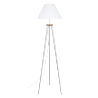 Tosel Lamp&aacute;ra de pie madera Alt.155cm blanco ;Pantalla: blanco o