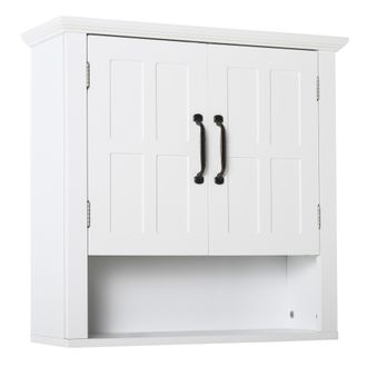 HOMCOM Armario De Ba&ntilde;o Mural Con 2 Puertas Y Estante Abierto Para Inodoro, Dormitorio O Ducha, 60 X 19,8 X 58 Cm, Blanco