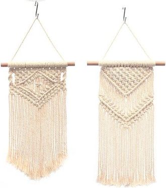 OEM 2 Piezas De Tapiz De Macram&eacute; Para Pared - Decoraci&oacute;n Bohemia - Tapiz De Pared - Algod&oacute;n - 45 Cm