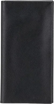Prada Black Leather Long Wallet (Bi-Fold) (Pre-Owned)