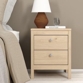 Dmora Comodino Fred, Un Ripiano, 2 Cassetti, Apertura Scorrevole, 44x38x54h Cm Marrone Rovere