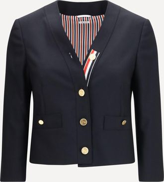 Thom Browne Hopsack Cardigan Jacket Female 40