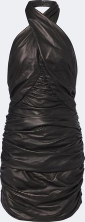 Balmain Ruched leather minidress