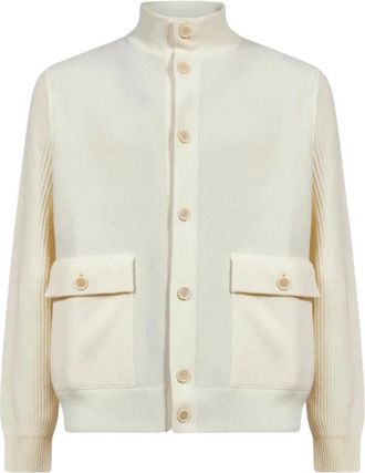 Lardini Giubbino Double in Maglia - Heren - Vesten - Beige - M - Wol - Truien & Vesten