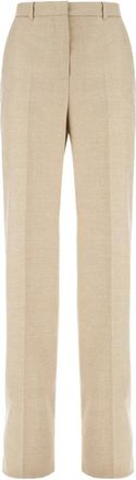 Max Mara Lambro Straight Broeken - Dames - Straight fit broeken - Beige - L - Wol - Broeken