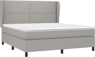 vidaXL Vidaxl - Cama Box Spring Con Colch&oacute;n Tela Gris Claro 180x200 Cm