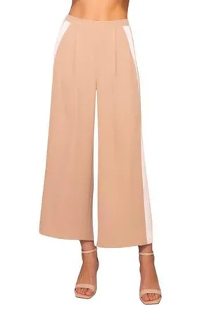 Melloday Side Stripe Wide Leg Pants in Light Khaki/Bone at Nordstrom Rack, Size Small