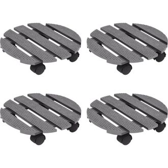 vidaXL Soportes Con Ruedas Para Plantas 4 Unidades Gris Wpc &Oslash;30x7,5 Cm Vidaxl