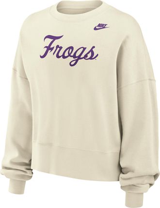 Nike TCU Horned Frogs Phoenix Fleece Nike Womens Football Crew-Neck Sweatshirt in White | W33302P403TCUN-SAI