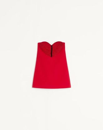 Valentino Embroidered Crepe Couture Short Dress Wo