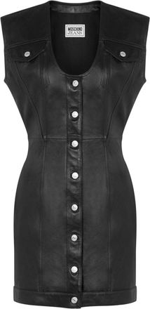 Moschino leather mini dress - women - Sheepskin - 38 - Black