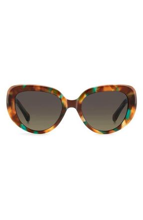 Kate Spade New York rana 53mm polarized gradient rectangular sunglasses in Green Turquoise Havana/Green at Nordstrom