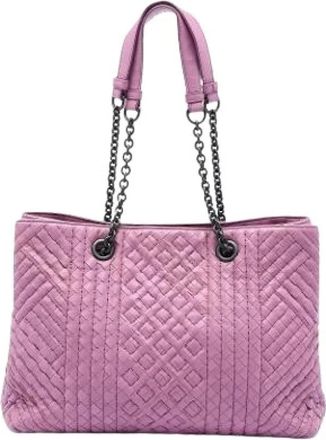 Bottega Veneta Pre-owned Tote Bags, female, Pink, Size: ONE SIZE Pre-owned Leather Tote