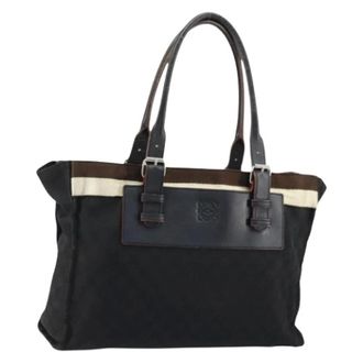 Loewe Pre-owned Tote Bags, female, Black, Size: ONE SIZE Pre-owned Canvas Tote Bag