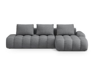 Cosmopolitan Design Sof&aacute; cama esquinero derecho con ba&uacute;l 3 plazas tejido estructural gris