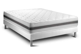 VITALIT Somier blanco + colch&oacute;n con muelles y viscoel&aacute;stica 140 x 190