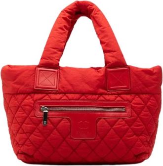 Chanel Pre-owned Quilted Nylon Reversible Tote - Dames - Vintage Shopper - Rood - ONE Size - Nylon - Vintage