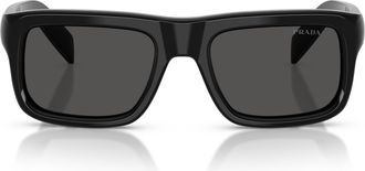 Prada 0pr D11s Rectangular Black Acetate Sunglasses