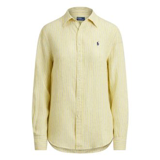Ralph Lauren Shirts, female, Yellow, Size: M Classic Fit Striped Shirt
