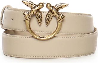 Pinko Love Berry H3 Riem - Dames - Riemen - Beige - XS - Leer - Accessoires