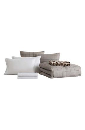 Kenneth Cole Holden Grid 8-Piece Comforter Set in Grey/White Multi at Nordstrom Rack, Size Queen