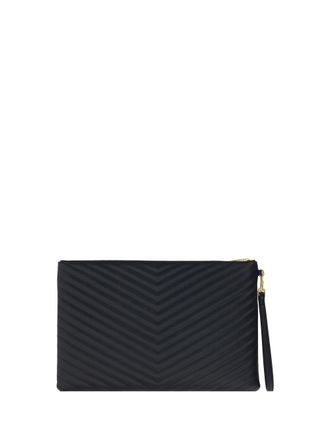 Saint Laurent Womens Leather Pouch Nero Calf Bos Taurus Covers E Cases