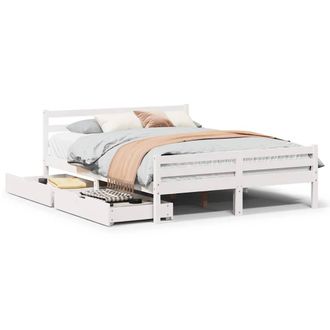 Berkfield Home Bed Frame without Mattress White 150x200 cm King Size Solid Wood Pine