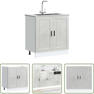 vidaXL vidaXL Armadio per lavello - Mobile base lavello Porto Grigio Cemento 80x46x81,5 cm