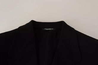 Dolce & Gabbana Mens Black Wool Slim Fit Coat Jacket Blazer Nylon Silk Clothing