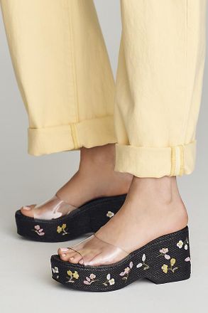 Maeve Embroidered PVC Platform Sandals