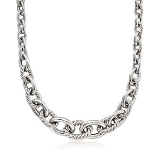 Ross-Simons Sterling Silver Alternating Twisted Oval-Link Necklace
