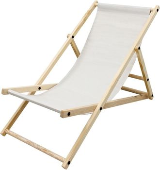 ECD Germany Silla de playa beige madera de pino tejido oxford carga hasta 120kg