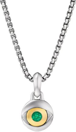 David Yurman Pendente Evil Eye in argento sterling con smeraldo (14,5mm)