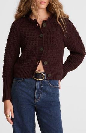 Madewell Scalloped Merino Wool Blend Cardigan in Damnsen at Nordstrom Rack, Size Xx-Small
