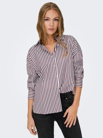 Jacqueline de Yong Hemdbluse JDY JDYVESPER L/S LOOSE SHIRT WVN NOOS, Damen, Gr. XL, cloud dancer stripes:fig, Web, Obermaterial: 60% Polyester, 40% Baumwolle, gestreift,