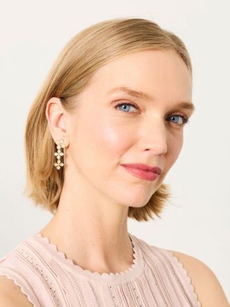 Fat Face FatFace Gold Tone V and A Trio Flower Drop Earrings