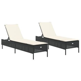 vidaXL Vidaxl - Lettini Prendisole Con Cuscini 2 Pz Neri In Polyrattan