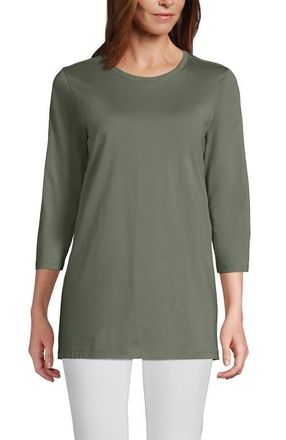 Lands End 3/4 Sleeve Cotton Supima Tunic in Sage at Nordstrom, Size X-Small P
