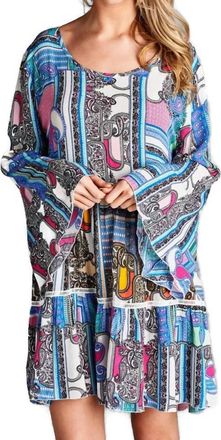 Velzera Paisley Bell Sleeve Mini Dress In Pink