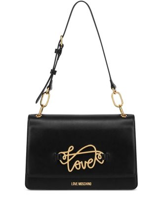 Love Moschino Borsa a spalla con placca logo - Nero