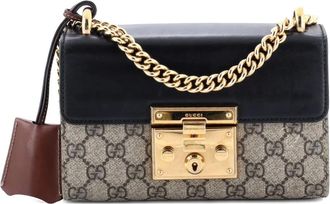 Gucci Padlock Saddle GG gecoat canvas en leren kleine crossbodytas - Zwart
