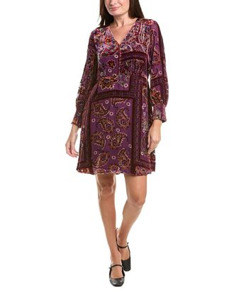 Johnny Was Kinney Burnout Silk-Blend Mini Dress