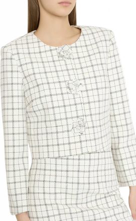Milly Mika Plaid Jacket In White/black