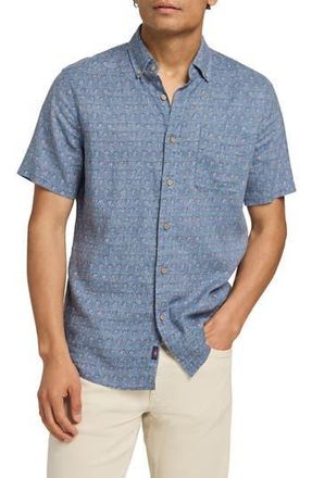 Faherty Breeze Short Sleeve Button-Down Shirt in Paradise Palm at Nordstrom Rack, Size Medium