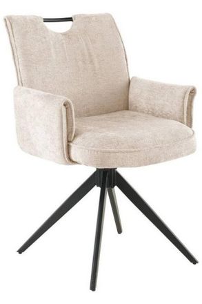 MID.YOU Mid.you Armlehnstuhl, Beige, Holz, Metall, Textil, Pappel, Sperrholz, Flachrohr, 64x90x63 cm, Esszimmer, St&uuml;hle, Polsterst&uuml;hle