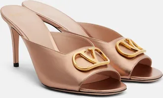 Valentino Garavani VLogo metallic leather mules