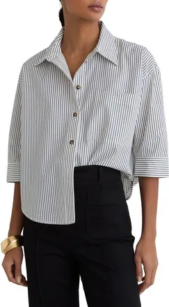 Reiss Saoirse Stripe Button-Up Shirt in Ivory/blue at Nordstrom, Size 10